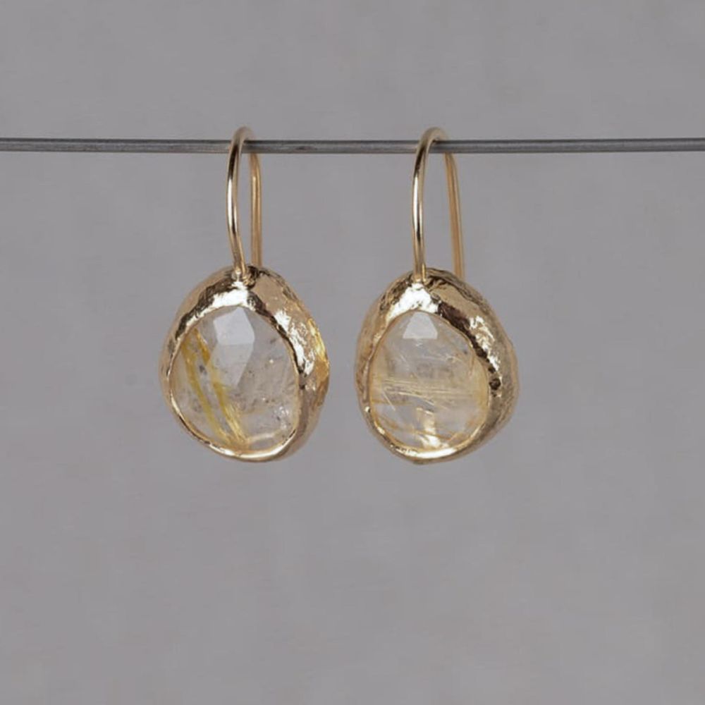 Ohrring großer Tropfen Rutilquarz