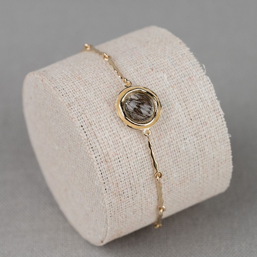 CURLY GEMSTONES | Armband 14 Karat Gold + schwarzer Rutil