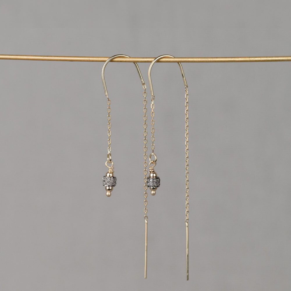 Durchziehohrring Silber vergoldet + Rohdiamant