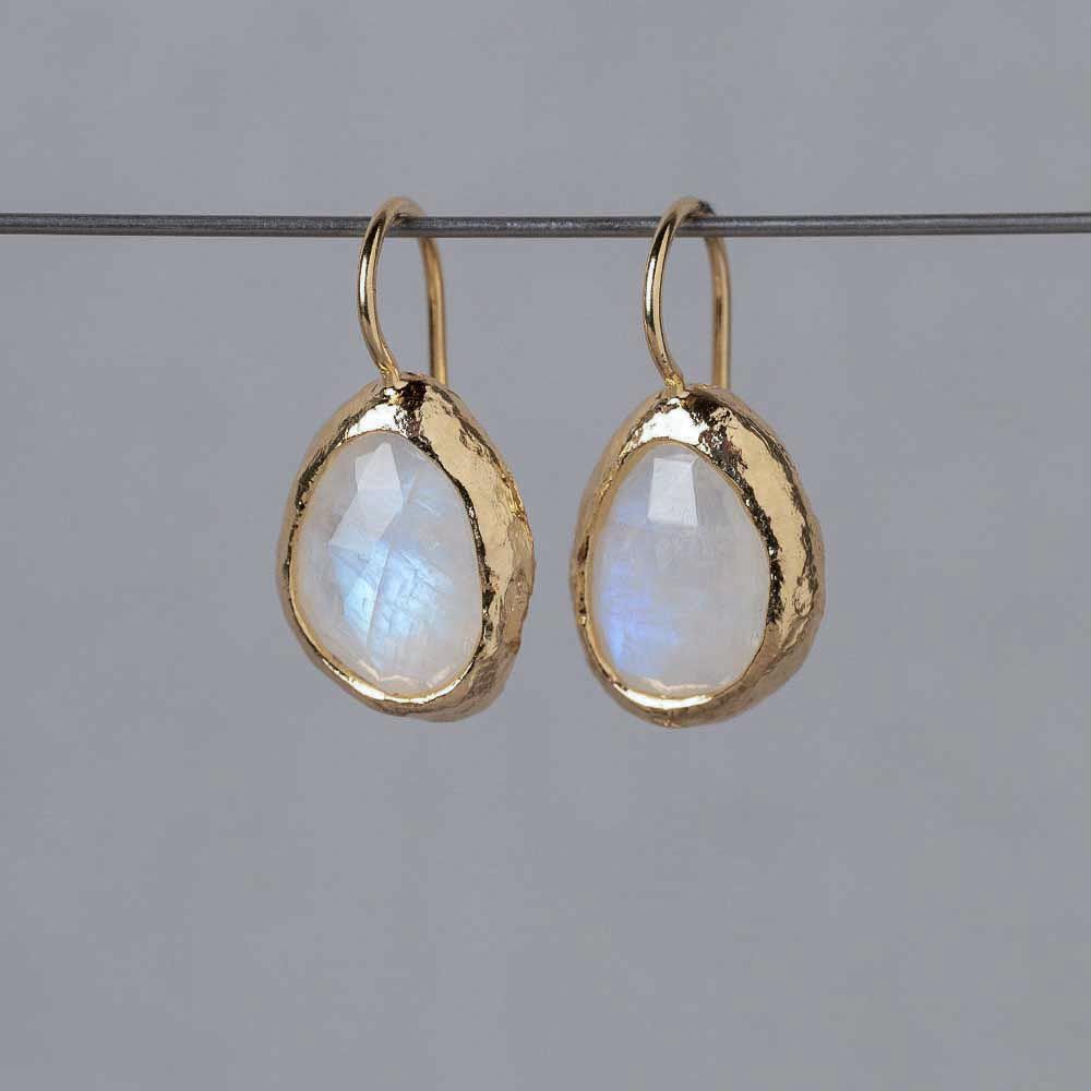 Ohrring großer Tropfen Mondstein