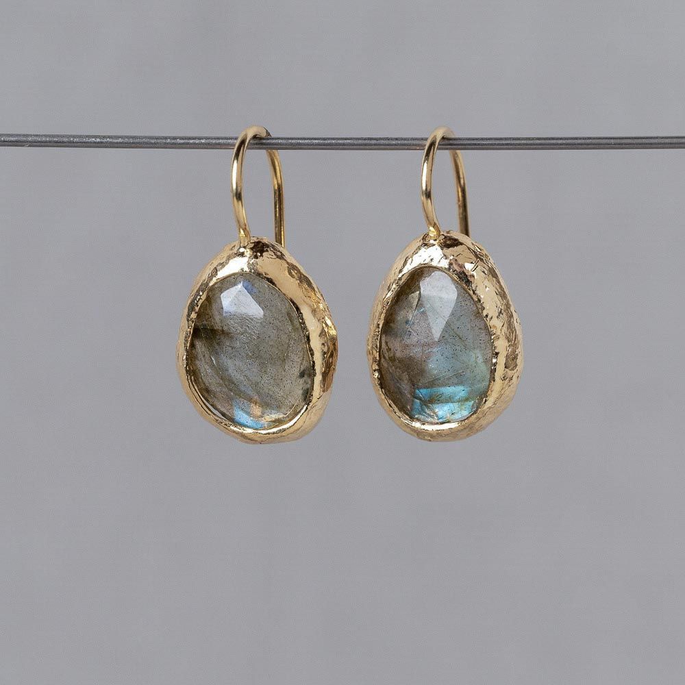 Ohrring großer Tropfen Labradorit