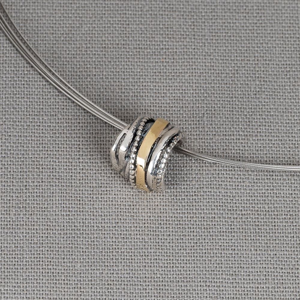 Anhänger Silber + 9 Karat + Schleifen klein