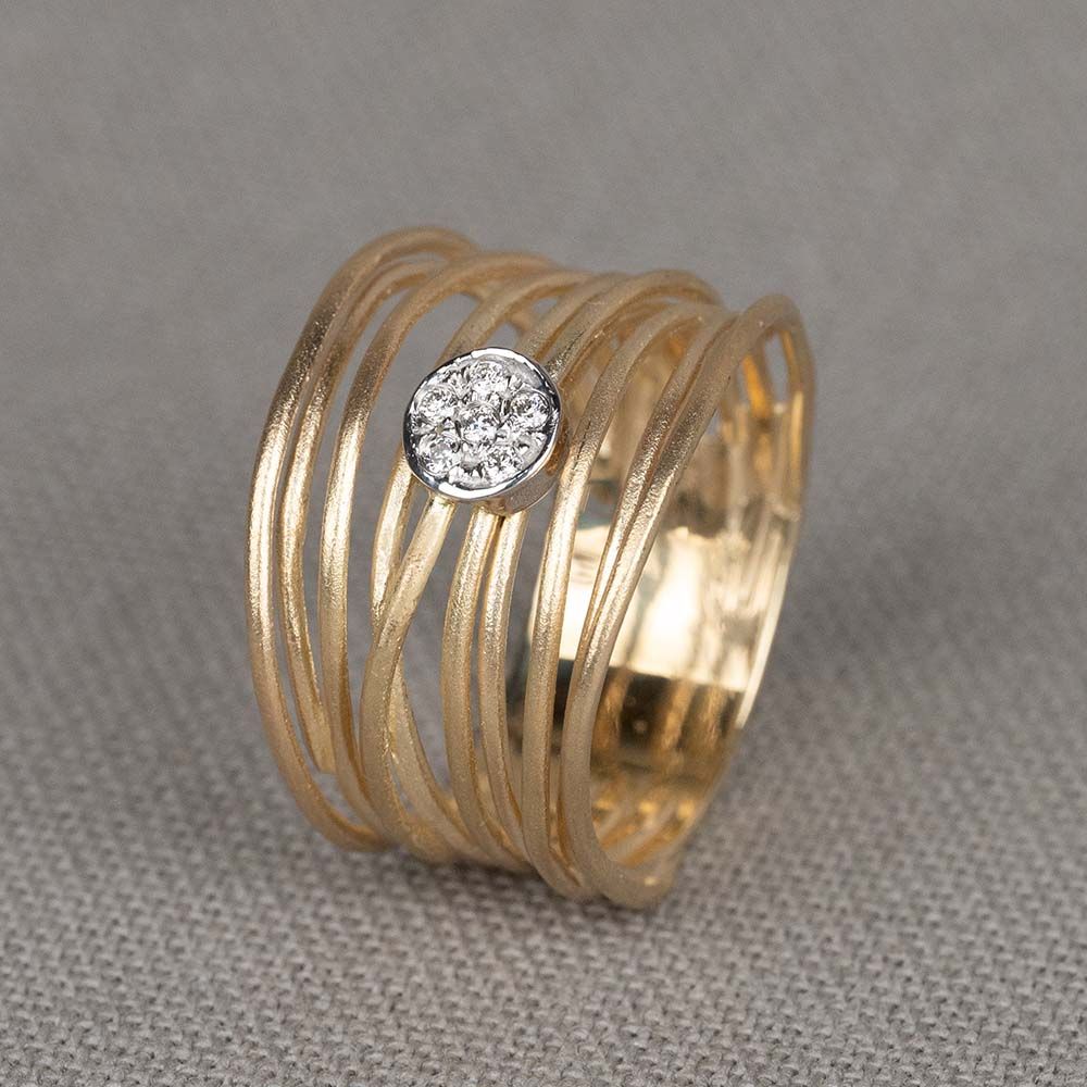 WAVY | Ring mit Draht, mittel, G14K + Diamant 0,06 ct