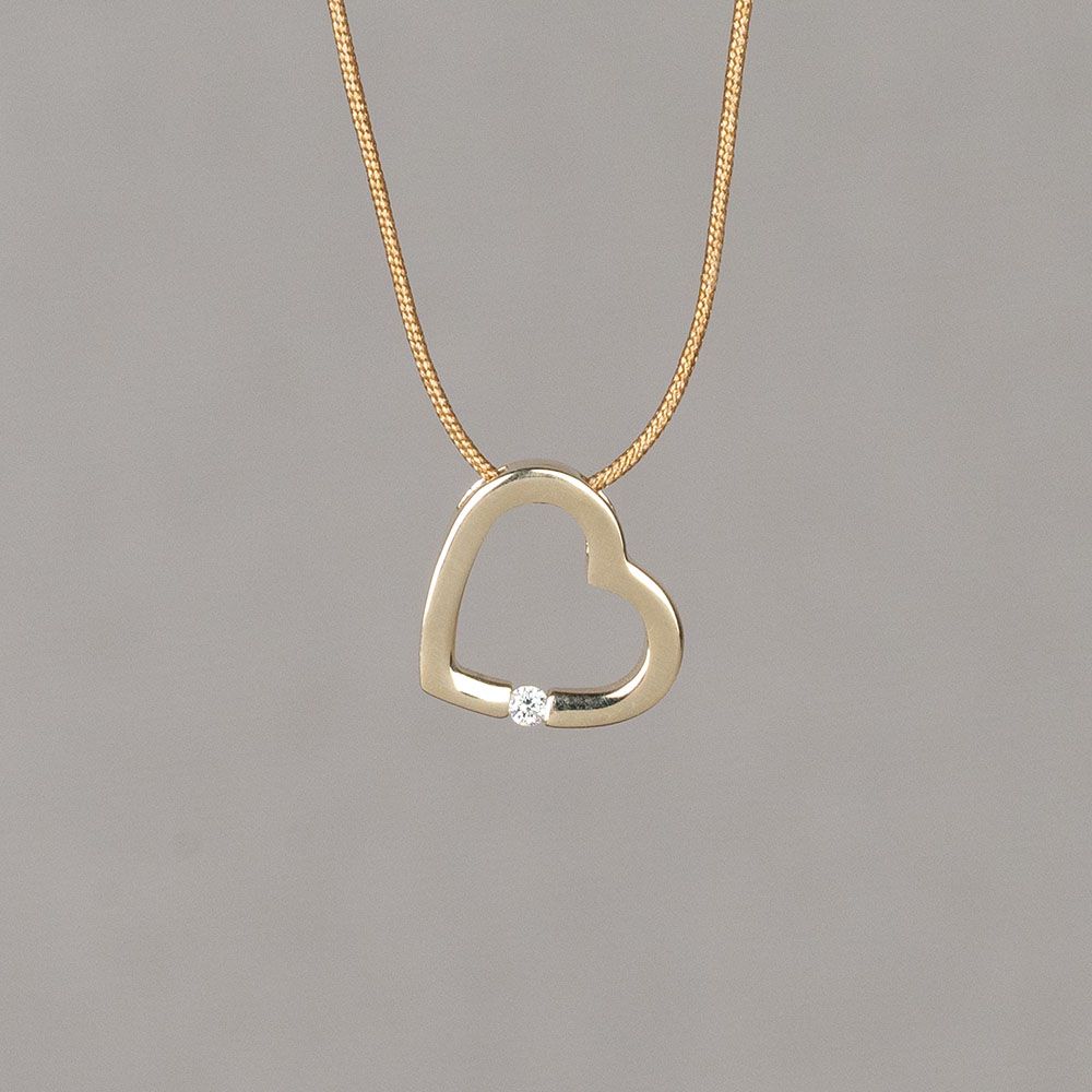 CLASSICAL | Anhänger Herz G14K + dia 0,03 ct