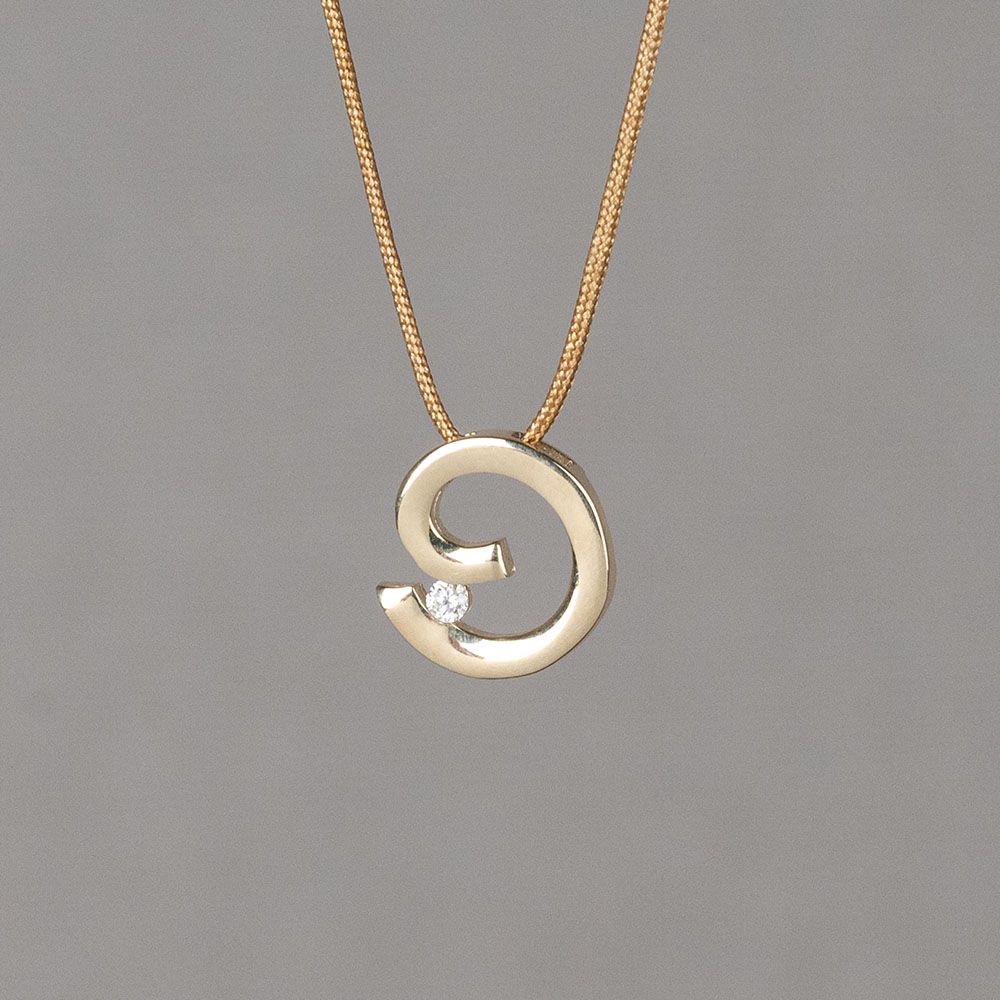 CLASSICAL | Anhänger Wirbel G14K + Dia 0,03 ct