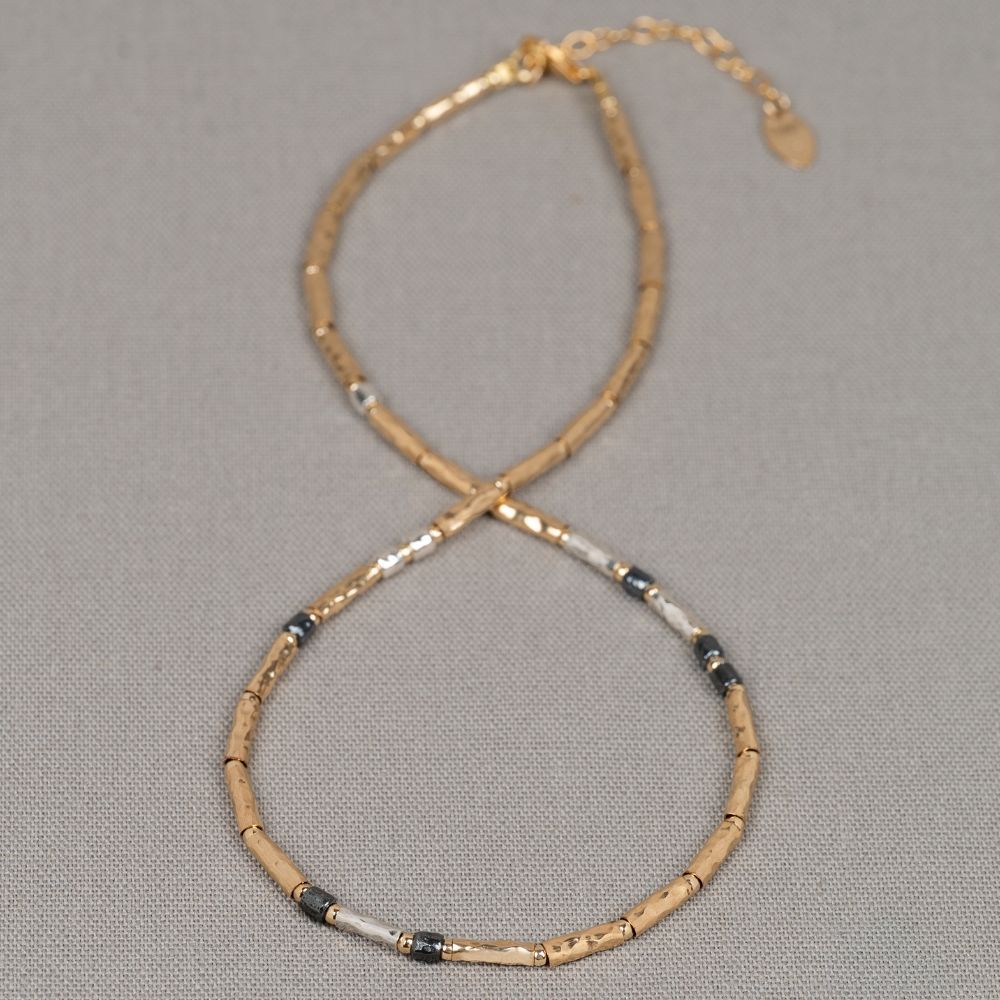 Halskette Tubes Goldfilled + Silber Oxy Happy