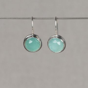 Oorhangers zilver met groene kwarts