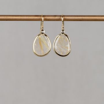 ROCKY | Oorbel G14K + Rutielkwarts