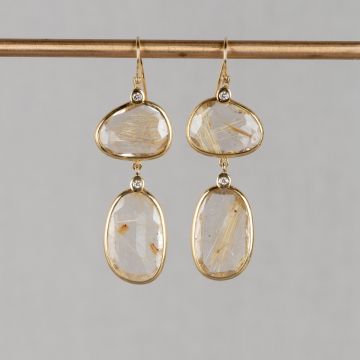 ROCKY | Oorbel G14K + Rutielkwarts