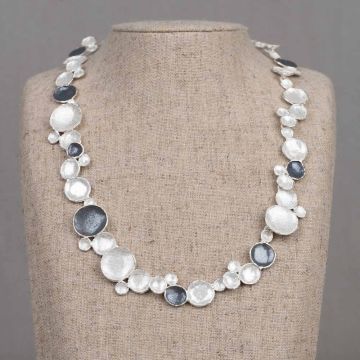 Collier bubbels zilver oxy + wit