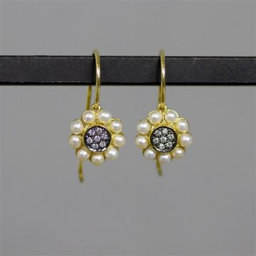 BLACK DOTS | Oorbel G14K + Parel