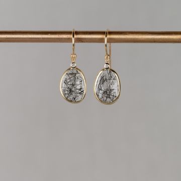 ROCKY | Oorbel G14K + Black Rutielkwarts