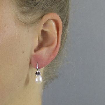 Ohrring Silber + weiße Perle