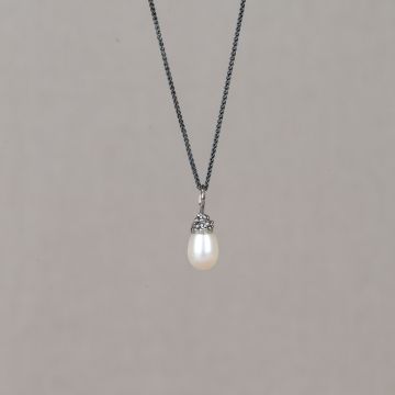 Hanger zilver oxy + Parel wit