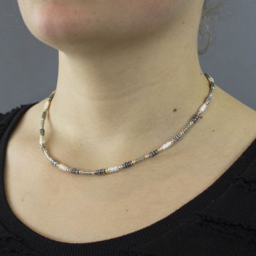 Kette Silber oxy/wit 42cm