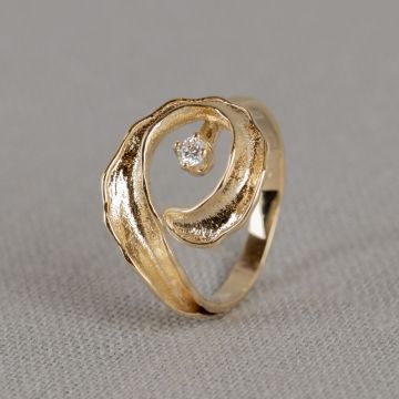 CURLY DIAMONDS | Ring Krul G14K + 0,076 ct I1/HI