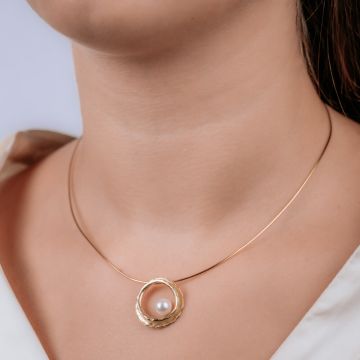 CURLY PEARLS |Anhänger mit Süßwasserperle schwarz