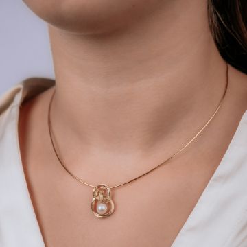 CURLY PEARLS | Anhänger G14K + Süßwasserperle weiß