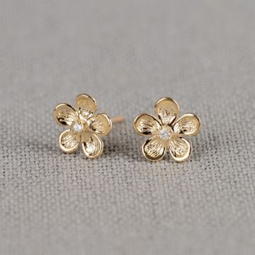 BLOSSOM DIAMONDS | Oorsteker bloesem + 0,025CT I1/HI