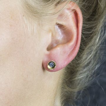 Ohrstecker rund vergoldet + oxy