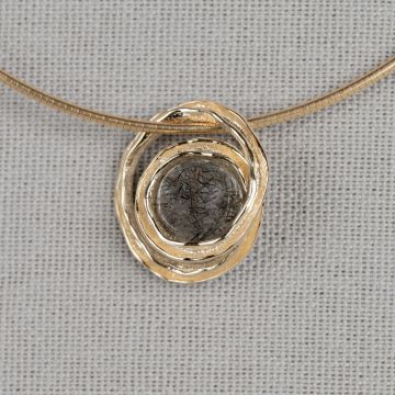 CURLY GEMSTONES | Hanger spiraal + 10 mm Black Rutielkwarts