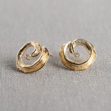 CURLY DIAMONDS | Oorsteker spiraal G14K + 0.051CT I1/HI