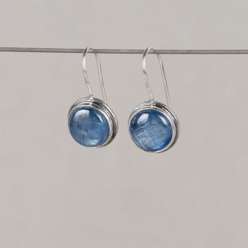 Oorhanger zilver oxy rond met Kyaniet