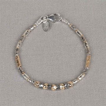 Armband buisjes zilver oxy + Goldfilled