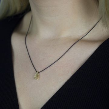 3D GOLD | Halskette Silber Oxy + Hänger G14K Tropfen
