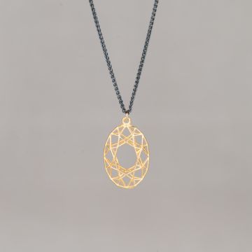 3D GOLD | Collier zilver oxy + hanger G14K ovaal