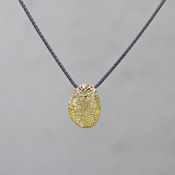 3D GOLD | Collier zilver oxy + organische hanger van 14 karaat goud