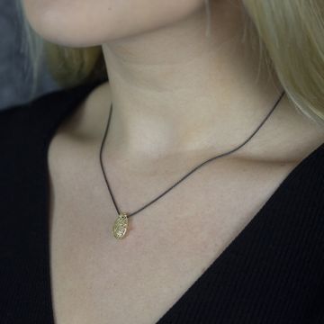 3D GOLD | Halskette Silber Oxy + organischer Hänger 14 Karat Gold