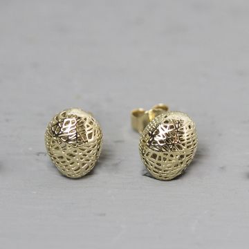 3D GOLD | Oorsteker 14 karaat goud 3D ovaal