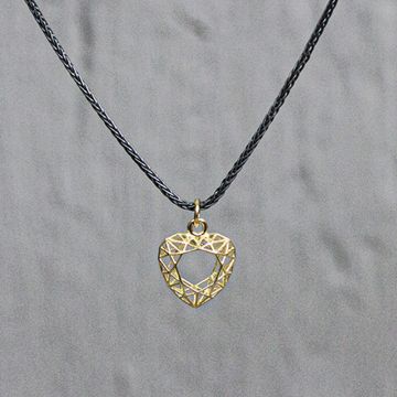 3D GOLD | Collier zilver oxy met 14 karaat hartje klein