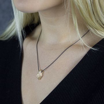 3D GOLD | Collier zilver oxy + hanger 14 karaat goud hoekig
