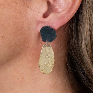 Oorsteker lang  zilver oxy + zilver verguld