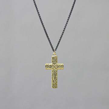 3D GOLD | Collier zilver oxy + 3D hanger G14K Kruis