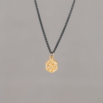 3D GOLD | Collier silver oxy + 3D pendant G14K hexagon