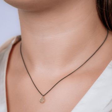 3D GOLD | Halskette Silber Oxy + 3D-Hänger G14K rund