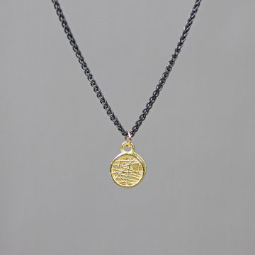 3D GOLD | Collier zilver oxy + 3D hanger G14K rond