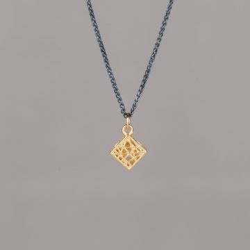3D GOLD | Collier silver oxy + 3D pendant G14K square