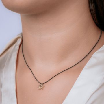 3D GOLD | Collier argent oxy + pendentif 3D G14K étoile