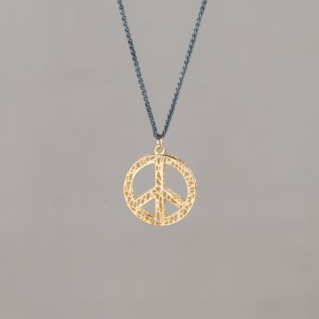 3D GOLD | Collier zilver oxy + 3D hanger G14K Peace