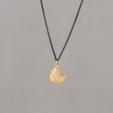 Collier silver oxy + pendant G14K heart small