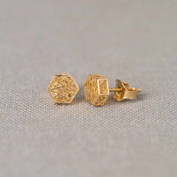 3D GOLD | Ohrstecker 3D Hexagon G14K