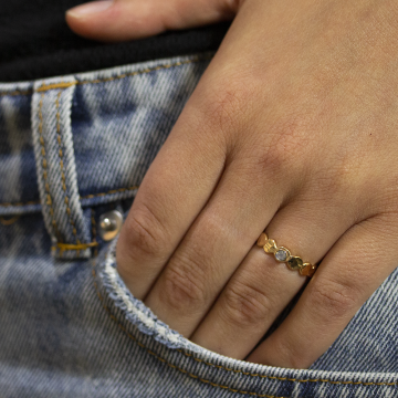 Ring Goldfilled bubbles + Mondstein