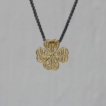 3D GOLD | Collier 3D klavertje 4 G14K