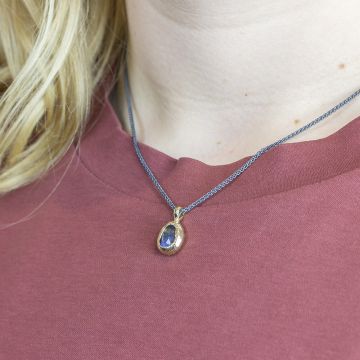 Halskette Silber oxy + Labradorit
