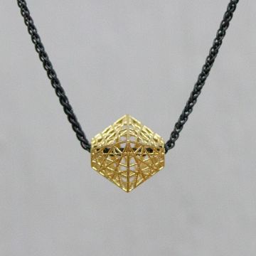 3D GOLD | Collier zilver oxy met hanger G14K bipiramide 3D