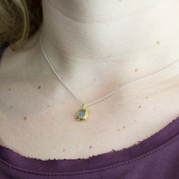 Collier zilver met hanger zilver verguld en Aquamarijn